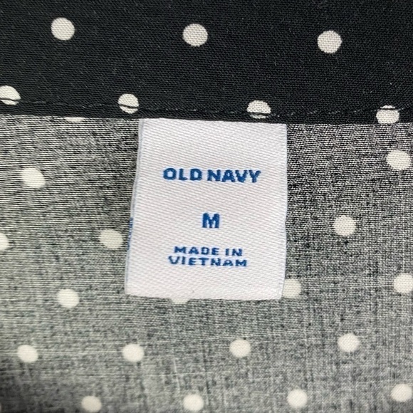 Old Navy Polka Dot 4-Button Front Long Sleeve Blouse Women's Medium Black White - Picture 9 of 10